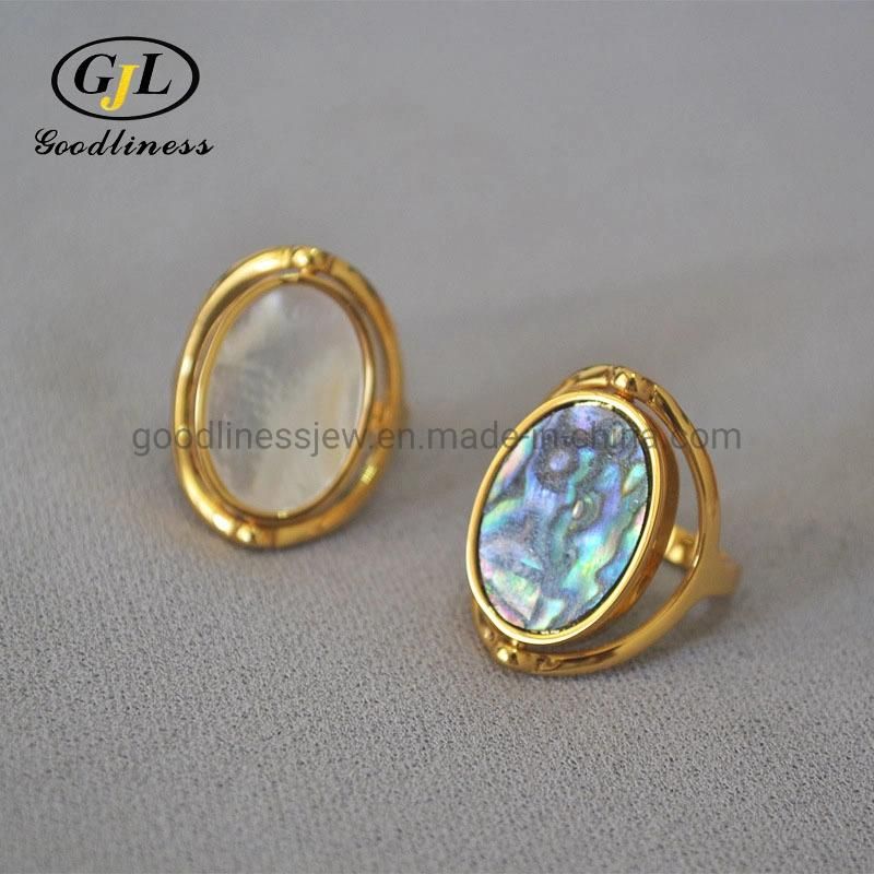 Wholesale Original Design Double-Sided Rotating Shell Mother Shell Ring