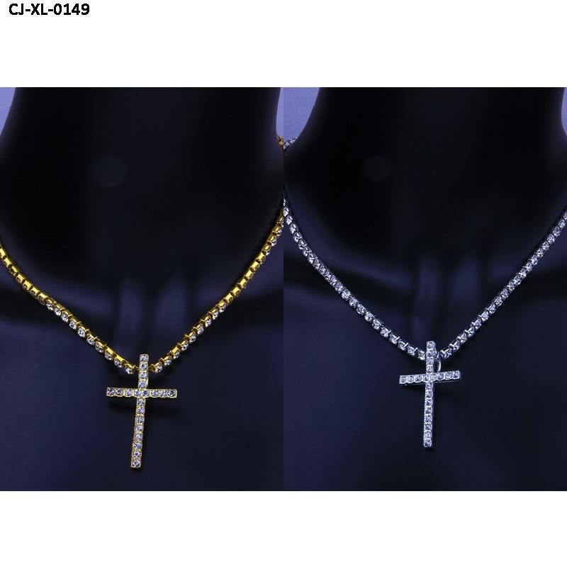 New Jesus Cross Necklace with Diamond Christian Religious Belief Rhinestone Pendant Choker