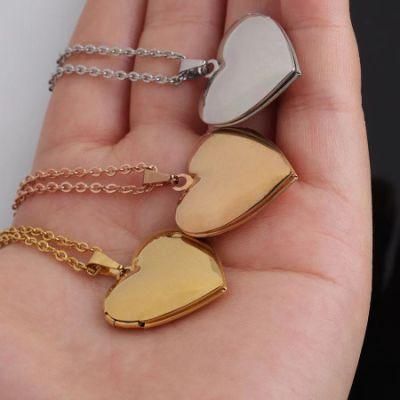 Small Elegant Heart Charm Necklace Locket Jewelry Keepsake Pendant