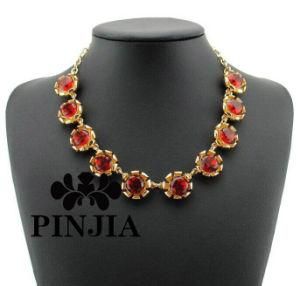 Red Floral Choker Crystal Statement Necklace Jewelry