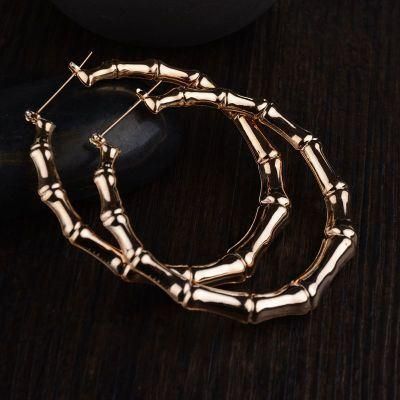 Fashion Jewellery Latest Design Gold Plated Bamboo Hoop Earrings