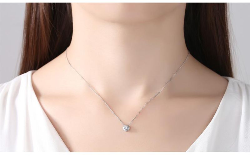 Cubic Zircons on Compass Shape Silver Necklace