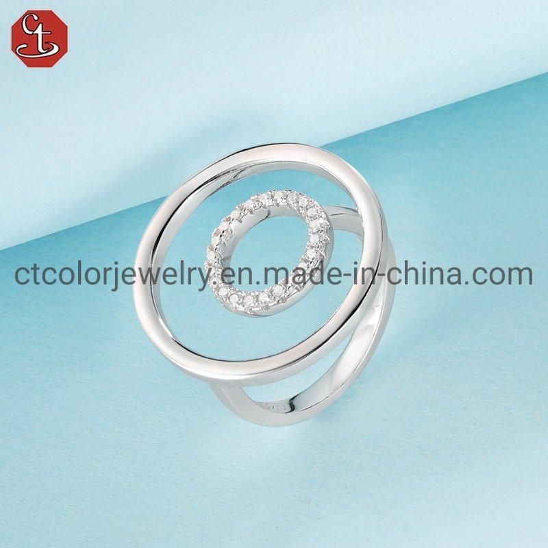 925 Silver Circular Creative Ring New Opening Adjustable Simple Design Ring