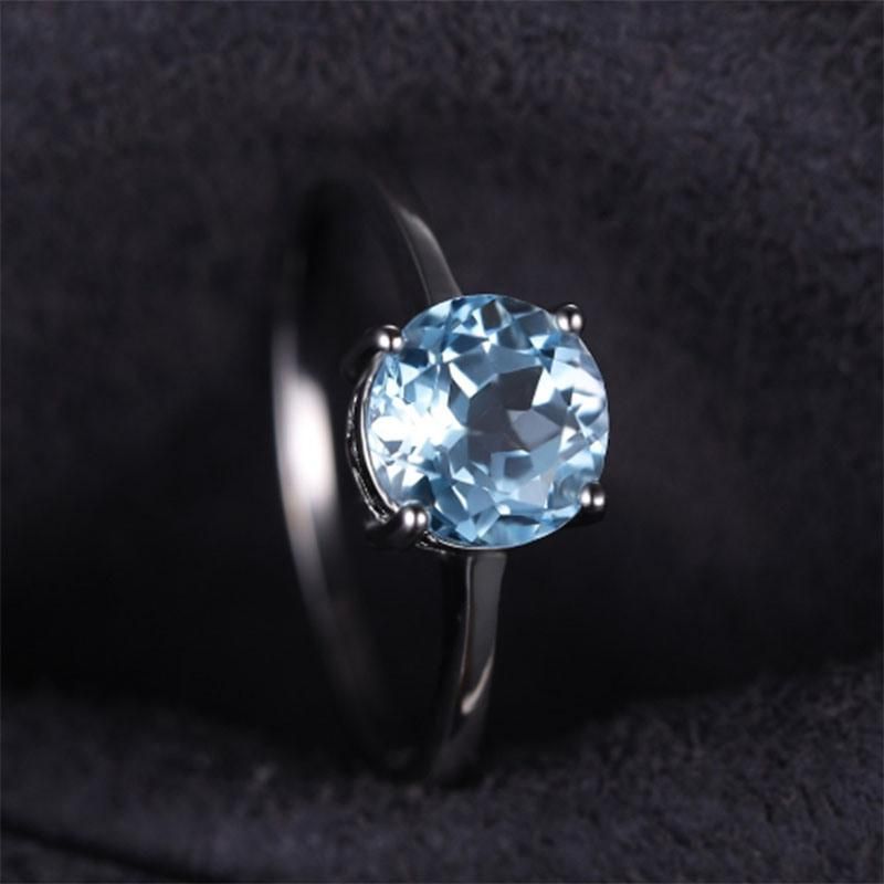 Sky Blue Topaz Gemstone Pendant Necklace 925 Sterling Silver Jewelry for Women Wholesale