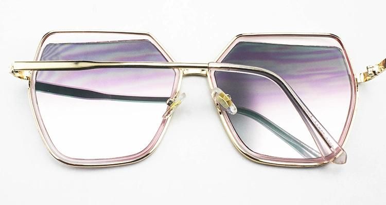 New Custom Logo Hexagon Stock Metal Frame Women Sunglasses