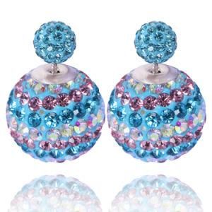 New Fashion Multi-Color Crystal Rhinestone Round Ball Double-Sided Stud Earring