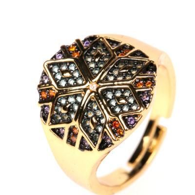 Jewelry Ring Mixed Wholesale Crystal Color Zirconium Ring Heavy Industry Micro-Inlaid Copper Gemstone Explosion Ring