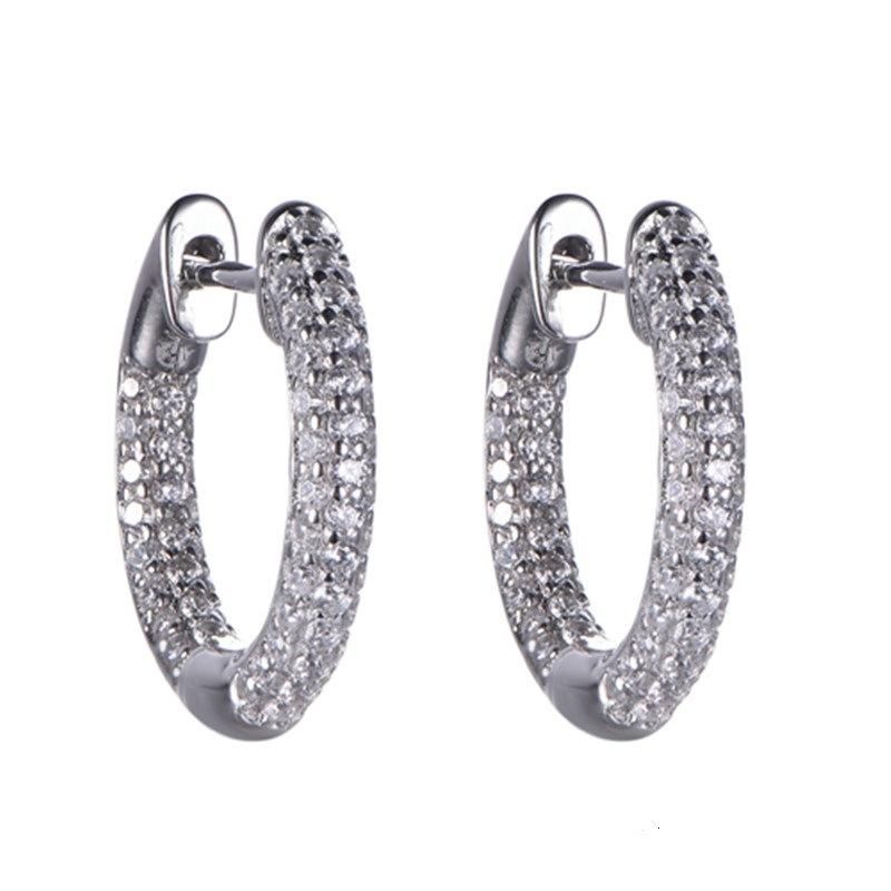 Fashionable Wholesale 925 Sterling Silver Hoop CZ Earring for Ladies