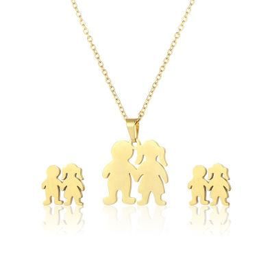 Manufacturer&prime;s Custom Fashion Jewelry High Quality Matte 14 Carat 18 Carat Gold Jewelry Set Gold Plated Boys and Girls Necklace Jewelry