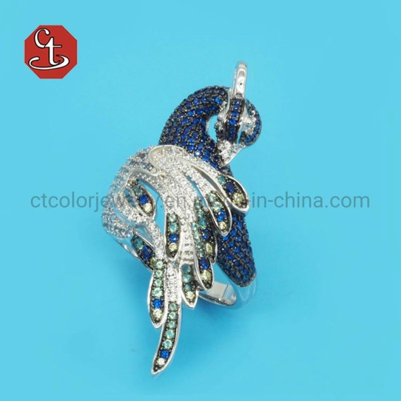 Mulitcolor Peacock Silver Earring Animal Earrings Fashion Jewelry