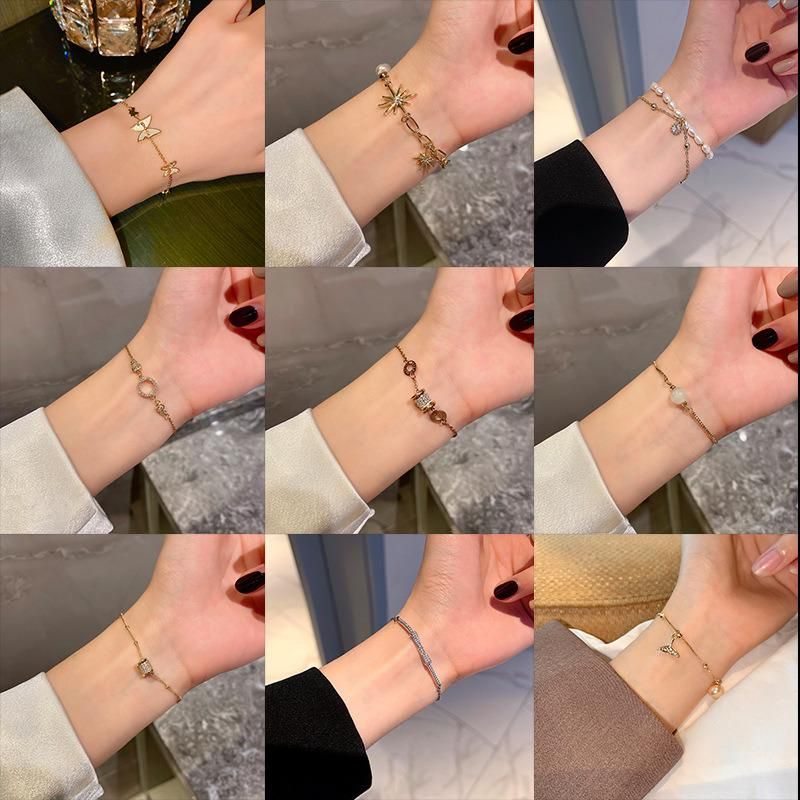 Ladies Pearl Bracelet Simple Zircon Bracelet Niche Trend Bracelet