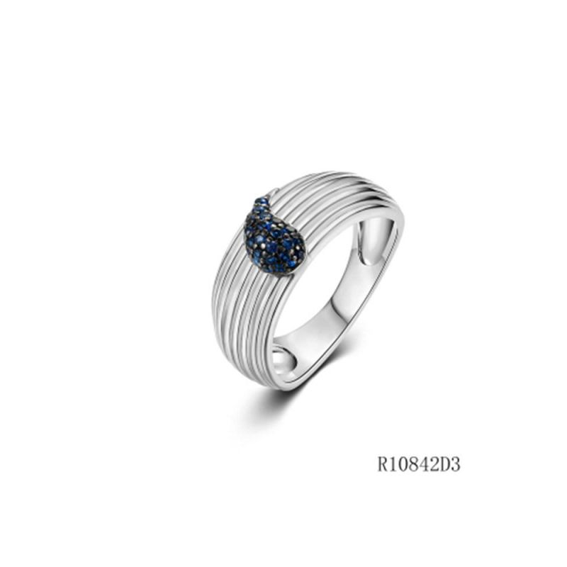 Silver with CZ Thread Line Ring for Women