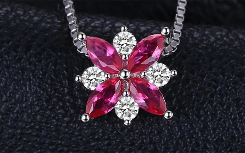 Created Ruby Pendants for Women 925 Sterling Silver Fashion Party Fine Jewelry