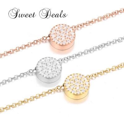 Fashion Jewelry Necklaces Stainless Steel Necklace Gold Plated Round Clavicle Chain