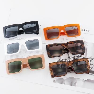 2021 Custom Logo Vintage Ins Square Style Multi Colors Leopard Flat Top Oversized Sunglasses