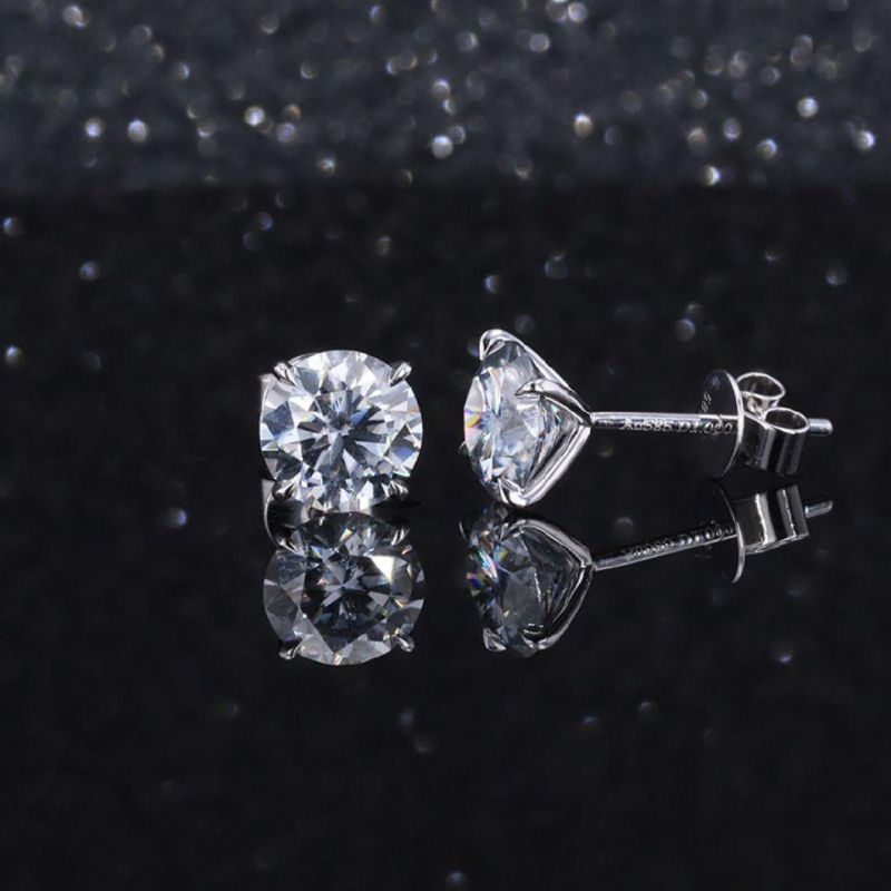 14K 18K Gold Plated Stud Earring Asscher Cut 7X7mm 2 CT D Colorless Moissanite Earring