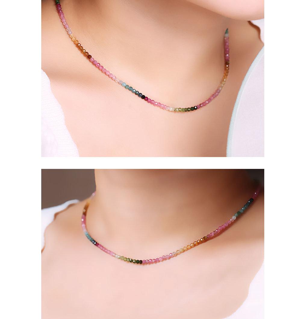 Colorful Fashion Accessories Factory Wholesale Custom Fashion Jewelry Natural Tourmaline Clavicle Chain Necklace for Gifts
