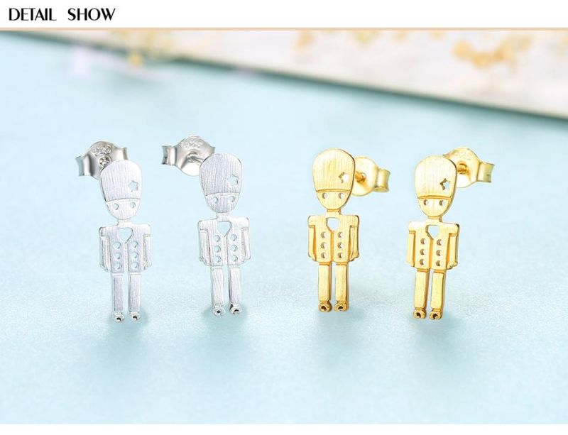 Soldier Segment Silver Earring Piercing Ear Studs