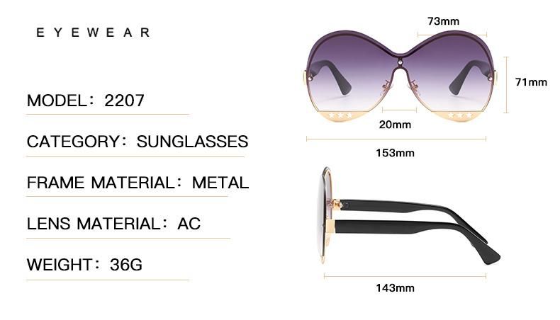 Wholesale Rimless Square Trendy Luxury Shades Women Sunglasses for Women