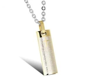 High Quality Men&prime;s Jewelry Stainless Steel Bible Cross Pendant Necklace Chain Fine Jewelry for Men Accessory Silver Gold Color