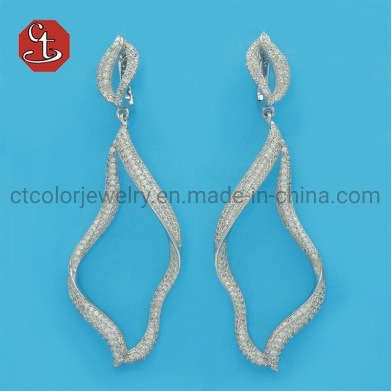 Vintage Cubic Zircon Drop Earrings Jewelry Temperament Design Water Drop Elegant Long Large Statement Dangle Earrings For Women
