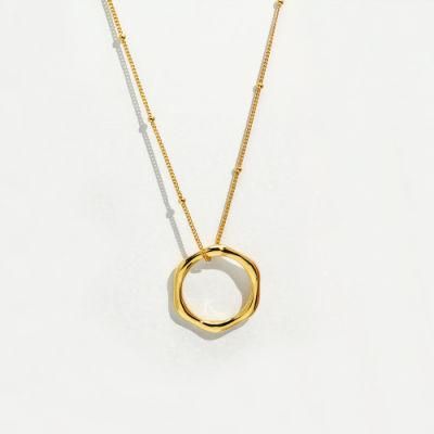 OEM ODM New Simple Minimalist Jewelry 100% 925 Sterling Silver 14K 18K Gold Plated Hexagon Charm Necklace