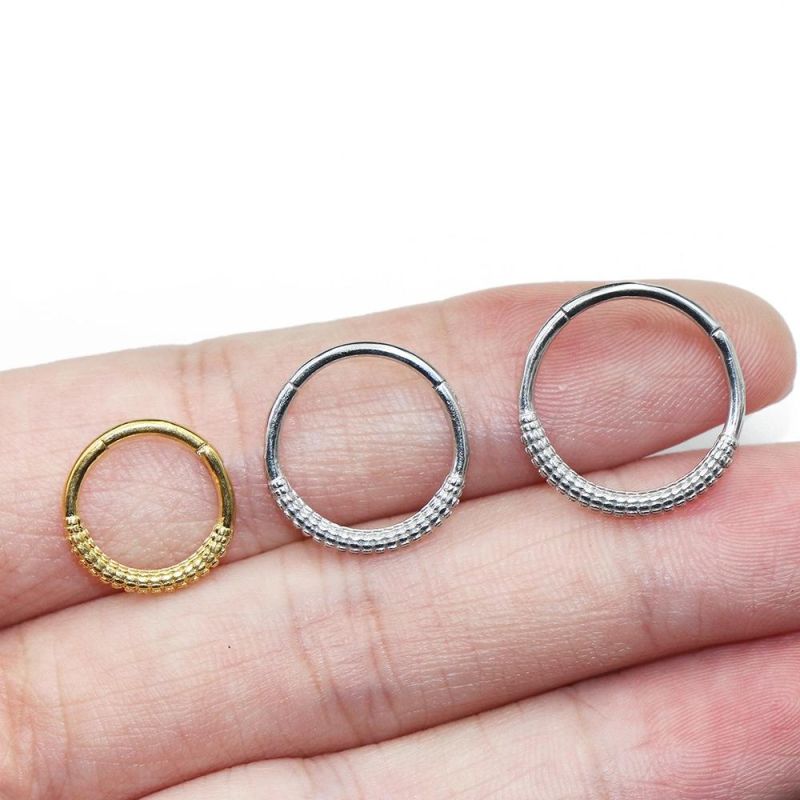 New 316L Surgical Steel Body Jewelry Hinged Nose Ring Segment Clicker Piercing Piston Design