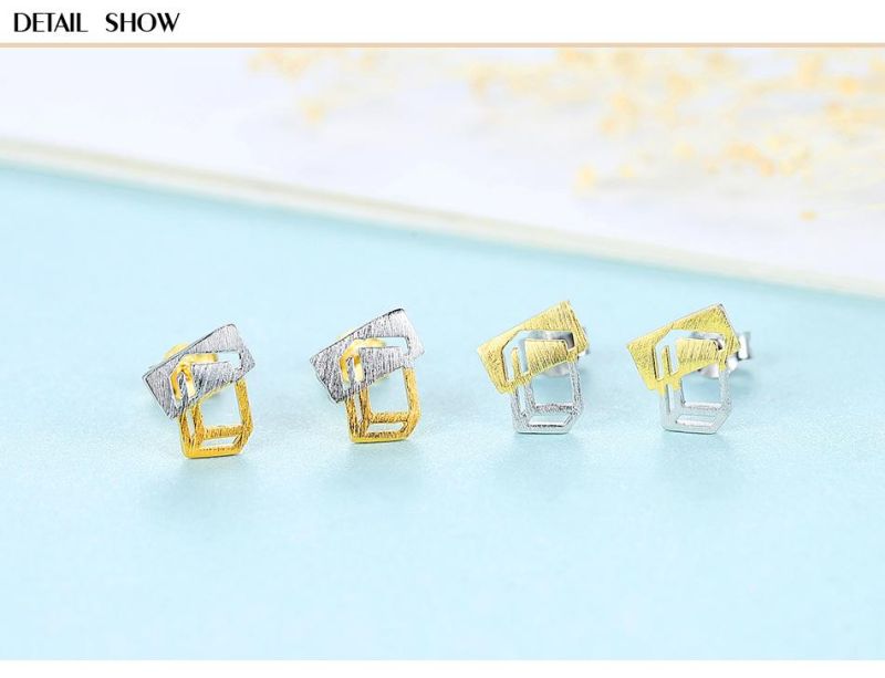 Hollow Geometric Shape Female Earrings Jewelry Ear Studs