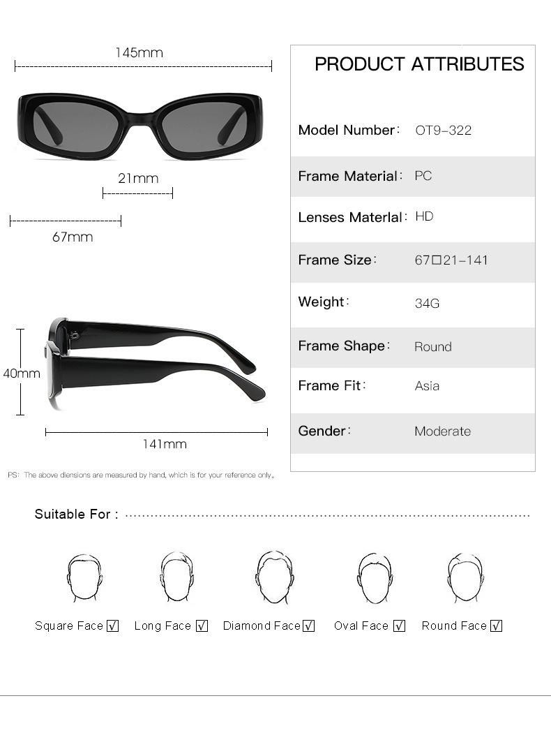 2021 New Fashionable Rectangle Shape Women Sunglass