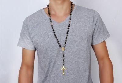 New Sweater Necklace Wholesale 8mm Stainless Steel Silicone Cross Necklace Gold Necklace