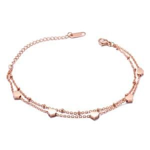 Fashion Double Chain Heart Adjustable Stainless Steel Women Bracelet&#160;