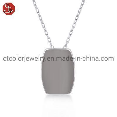 Wholesale Jewelry Grey Enamel 925 Silver Pendant Necklace for Girls