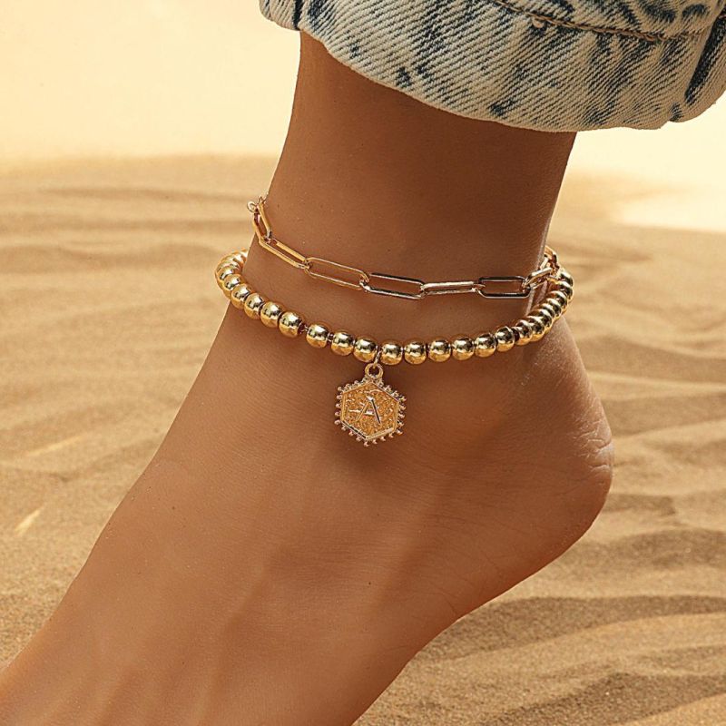 Fashion Exaggerated Geometric Set of Multi-Layer 2-Layer Anklet Jewelry