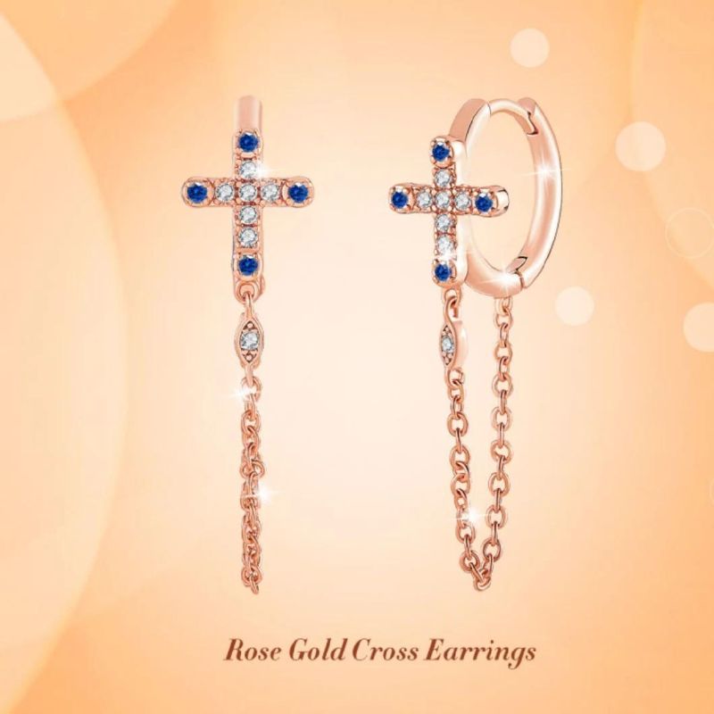 Wholesale Earring Christian Cross Dangle Chain Earrings Easter Jewelry Hoop Earrings Women