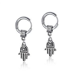 Religious Jewelry Mens Fatima Hand Drop Stud Earrings