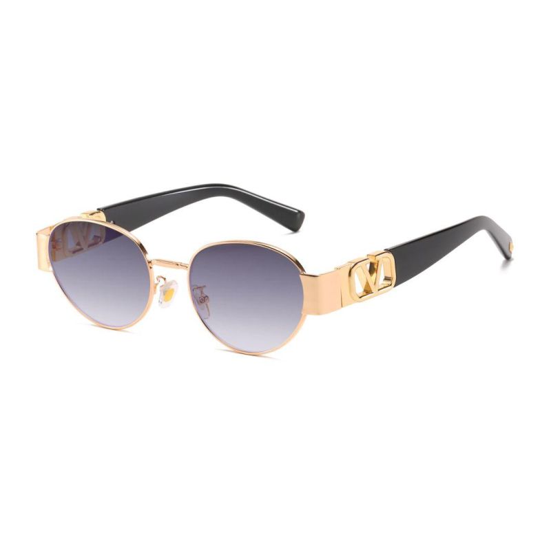 2020 Ready Made Vintage Oval Shape Metal Fashion Sunglasses