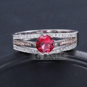 White Gold Brilliant Cut Ruby CZ Cubic Zirconia Cocktail Ring