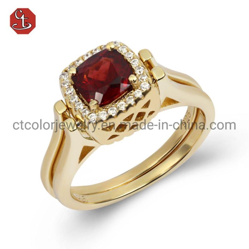 Special Big One Line CZ Ring Mat Wave 14K Gold Plating Gold Jewelry