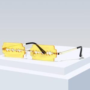 Unique Wholesale Blade Shape Rimless Party Women UV400 Sunglasses