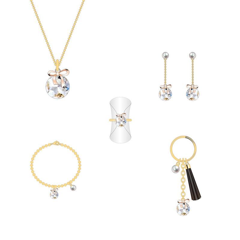 Summer Fashion Lovely Colorful Round Pearl Crystal Jewelry Set