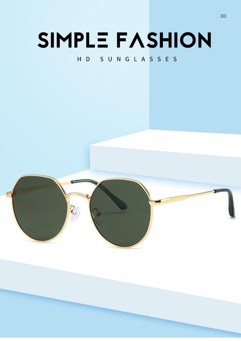 Women Mens High Quality Fashion Gold Metal Unisex Vintage Round Sunglasses