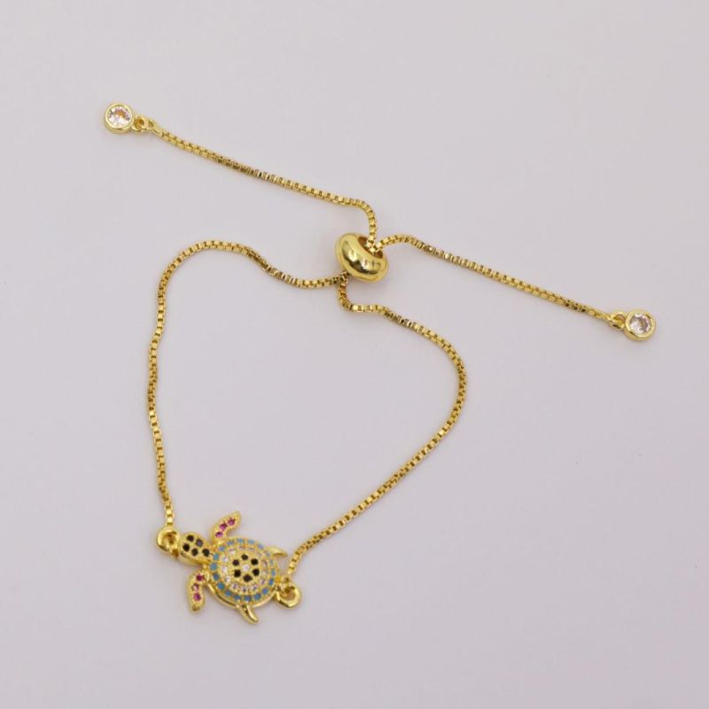 Fashion 18K Gold Plated Charm Link Chain Adjustable Elegant Bracelet Jewelry for Women