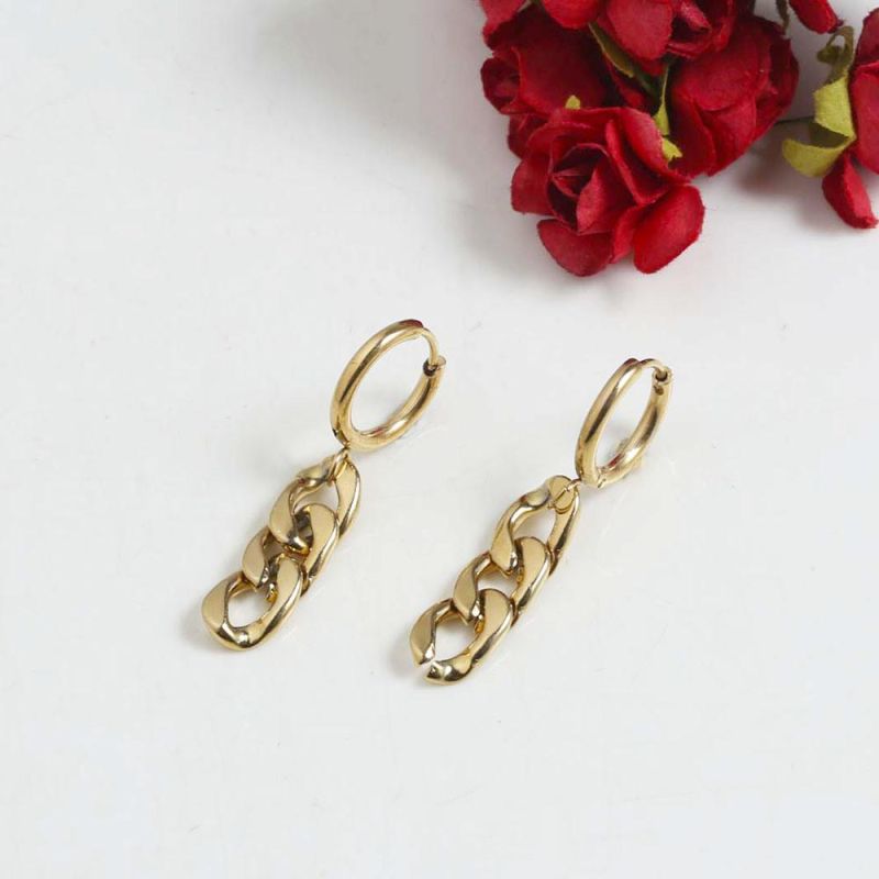 Manufacturer Custom Good Quality Fashion jewellery Wholesale Women Link Earring 18K Gold Plated Stainless Steel Trendy Chain Earrings