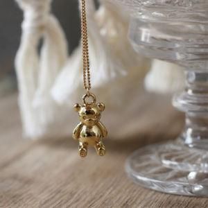 Stainless Steel Casting Jewelry Cute Teddy Bear Pendant Necklace