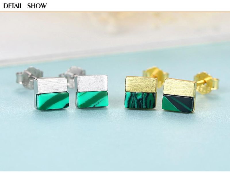 Fashion Jewelry Round Pearl Stud Double Colors Square Earrings