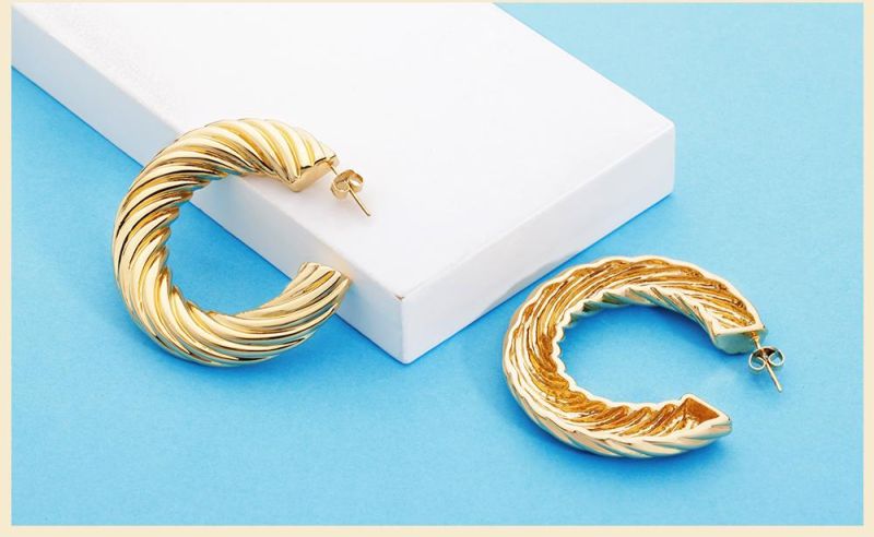 Avant-Grade Wave Shape Hoop Earrings for Party