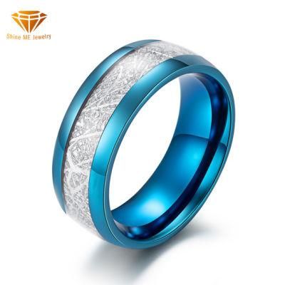Jewelry Ice Silk Foil Men&prime;s Ring IP Blue Fashion Ring Titanium Steel Ring Accessories Factory Wholesale SSR2274b2