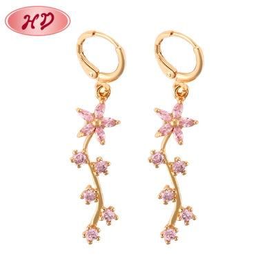 HD Cheap Zircon Gold Drop Earrings Samples Jewelry for Girls