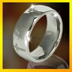 Fashion Cross Tungsten Ring Comfort Fit Jewelry