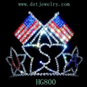 Patriotic Flag Tiaras Made of Rhinestones for 4th July